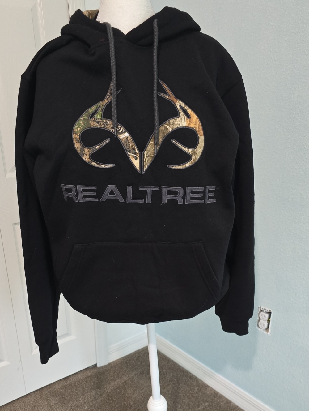Realtree Black Crewneck Sweatshirt with Camo Antler Logo
